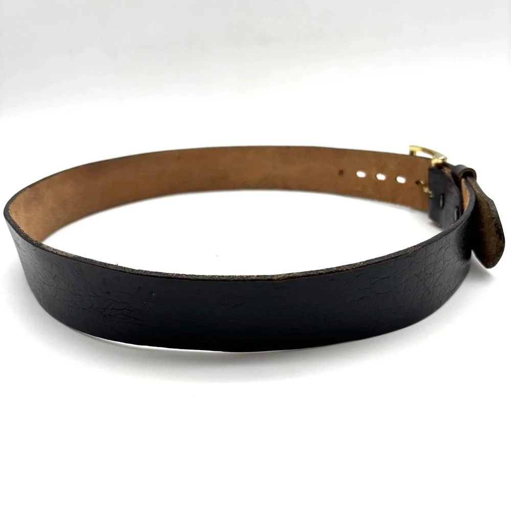 Vintage 70s SEARS 40381 Black Full Grain Steerhide Leather Western Belt 36